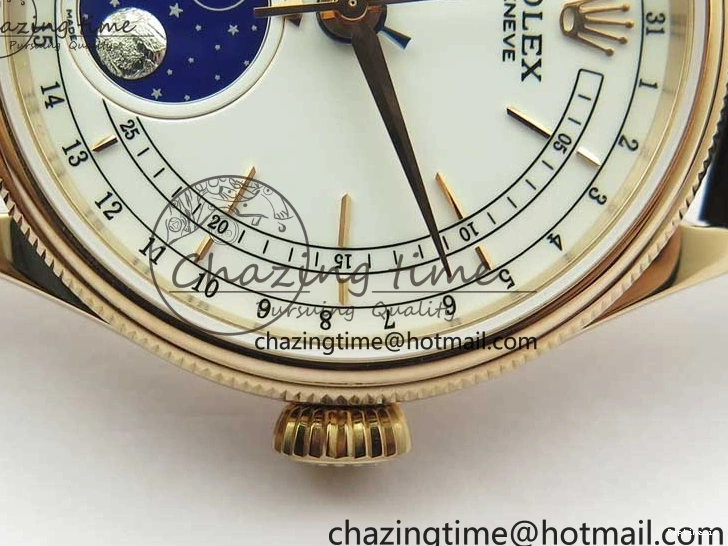 1229 Cellini 50535 Moonphase RG GMF Best Edition White Dial on Brown Leather Strap A Lightweight 2634